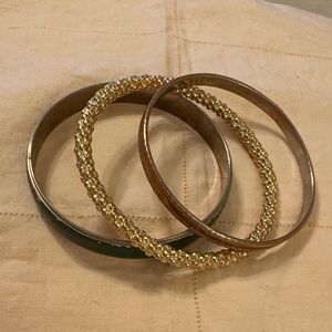 Elegant Gold and Brown Bangle Set